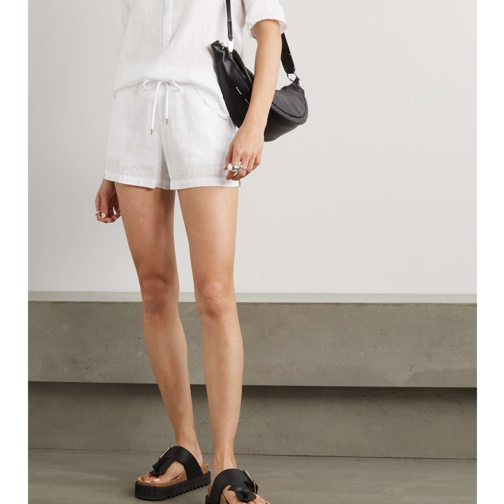 James Perse White Linen Shorts, 4 Pockets.